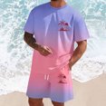 thumbnail image 2 of FUZHIQ Hawaiian Tropical Style Men's Gradient 2 Piece T-Shirt Shorts Set Island Sunset Tree Print Summer Casual Beach Vacation Loose Fit Outfit,XXXL, 2 of 5