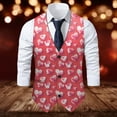thumbnail image 2 of ZTKWD Mens Suits Vest Valentines Heart Print Pattern Button Down Blazer Fashion Lightweight Slim Casual Suit Jacket, 2 of 5