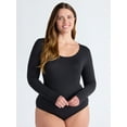 thumbnail image 2 of Joyspun Women's Seamless Scoop Neck Brief Bodysuit with Long Sleeves, Sizes XS-3XL, 2 of 7