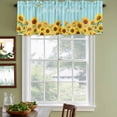 thumbnail image 4 of 2 Pack Valances for Windows, Sunflower Window Valances for Living Room/Bedroom/Bathroom, Yellow Summer Botanical Blue Striped Farmhouse Light Filtering Kitchen Curtain Valance 60"W x18" L, 4 of 9