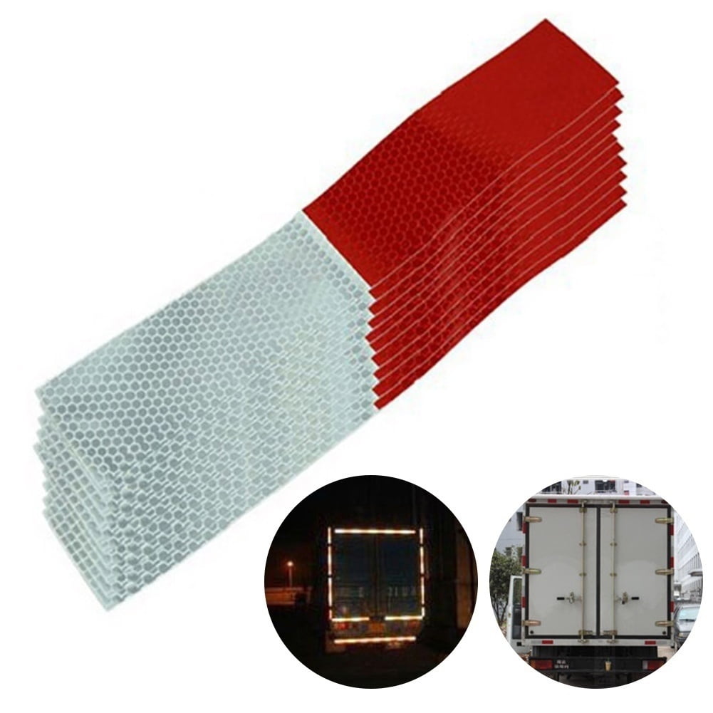 2/10PCS Red-White Car Truck Safety Warning Night Reflective Strip Tape Decal 