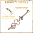 thumbnail image 3 of Nuevo Ombligo Stud de acero inoxidable Unisex con incrustaciones de diamante colgante ombligo, 3 of 5