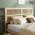 thumbnail image 4 of King Size Platform Bed Frame with 2 Underbed Storage Drawers, Solid Wood and Rattan Headboard, Sturdy Slats Support, No Box Spring Required, Space Saving Bedroom Solution, 4 of 7