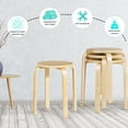 thumbnail image 5 of Topbuy Set of 4 Stacking Bentwood Stool Round Dining Chair Backless Bar Stool Natural, 5 of 8