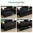 thumbnail image 4 of HONBAY 79" Reversible 3 Seat Compact L Shaped Sectional Sleeper Sofa with Pull Out Bed and Storage, Velvet Black, 4 of 9