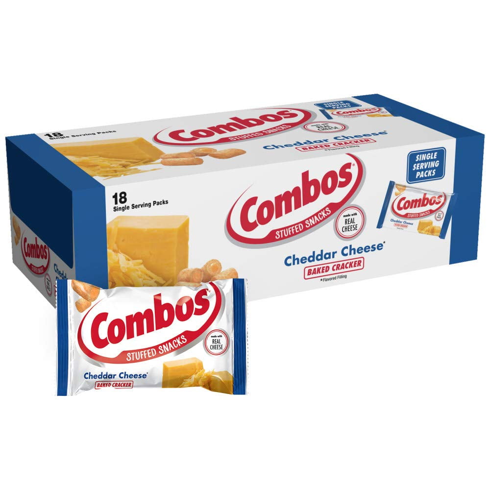 COMBOS Cheddar Cheese Cracker Baked Snacks 1.7Ounce Bag 18Count Box