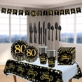 thumbnail image 6 of HILABEE Birthday Party Supplies Anniversaries Serves 16 Guests Disposable Dinnerware 80th, 6 of 8