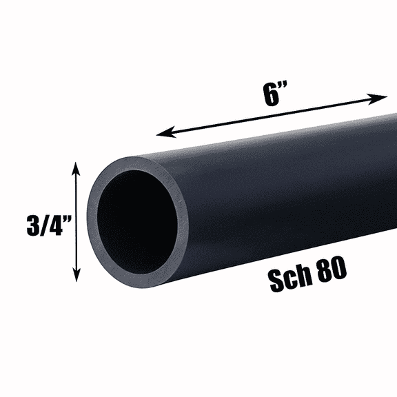 3/4 Inch Schedule 80 PVC Pipe - Cut to Custom Length (6")