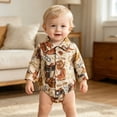 thumbnail image 2 of Karoyedx Winter Newborn Boy Clothes Baby Bodysuit Long Sleeve Bodysuits for Boys Girls Infant Soft Clothes Brown Size,6-12 Months, 2 of 7