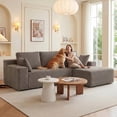 thumbnail image 5 of 96" L-Shape Modular Cloud Couch, 3-Seater Deep Seat Corduroy Sectional Sofa, Camel, 5 of 8