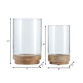 thumbnail image 4 of Cylindrical Hurricanes Candle Holder with Glass and Wood Base for Home Decor - Glass Candle Holder for Table Centerpiece and Lantern Accent Displays - Set of 2, 11", 9", Clear & Brown, 4 of 10