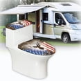 thumbnail image 6 of HELLHERO American Flag Deer Pattern Elastic Fabric Bathroom Toilet Cozy Set Toilet Seat Lid Cover Universal Fits All Toilet Shapes Adjustable Washable Stretch, 6 of 8