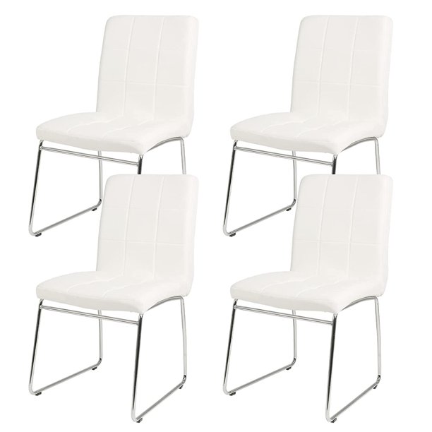 Nopurs Dining Chairs Set of 4,White Faux Leather Dining Room Chairs