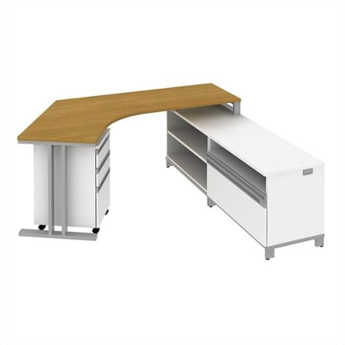 Dog Leg Desk Rh L Station With Storage In Modern Cherry Finish Com Dog Leg Desk Rh L Station With Storage, Dog Leg Desk