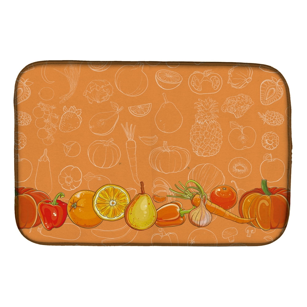 Fruits and Vegetables in Orange Dish Drying Mat