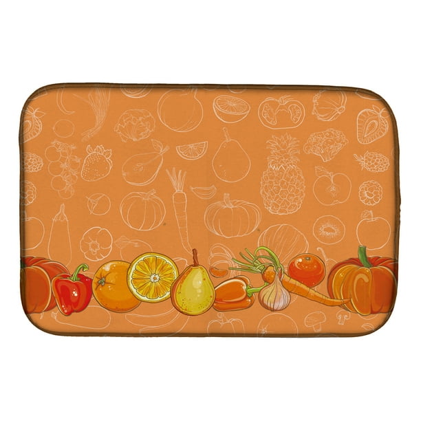 Fruits and Vegetables in Orange Dish Drying Mat