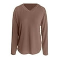 thumbnail image 4 of Cute Clothes Women's Solid Color Sweatshirt Women's Casual Long Sleeve V Neck Sweatshirt Soft Ribbed Knit Pullover Tops For Everyday Wear Comfortable Stylish Basic Shirt, 4 of 6
