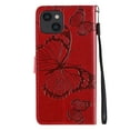 thumbnail image 5 of Nalacover For iPhone 15 Case,Slim Embossed Butterfly PU Leather and Soft Inner TPU Flip Kickstand Magnetic Closure Card Slots Wallet Shockproof Cover with Wrist Strap,Red, 5 of 9