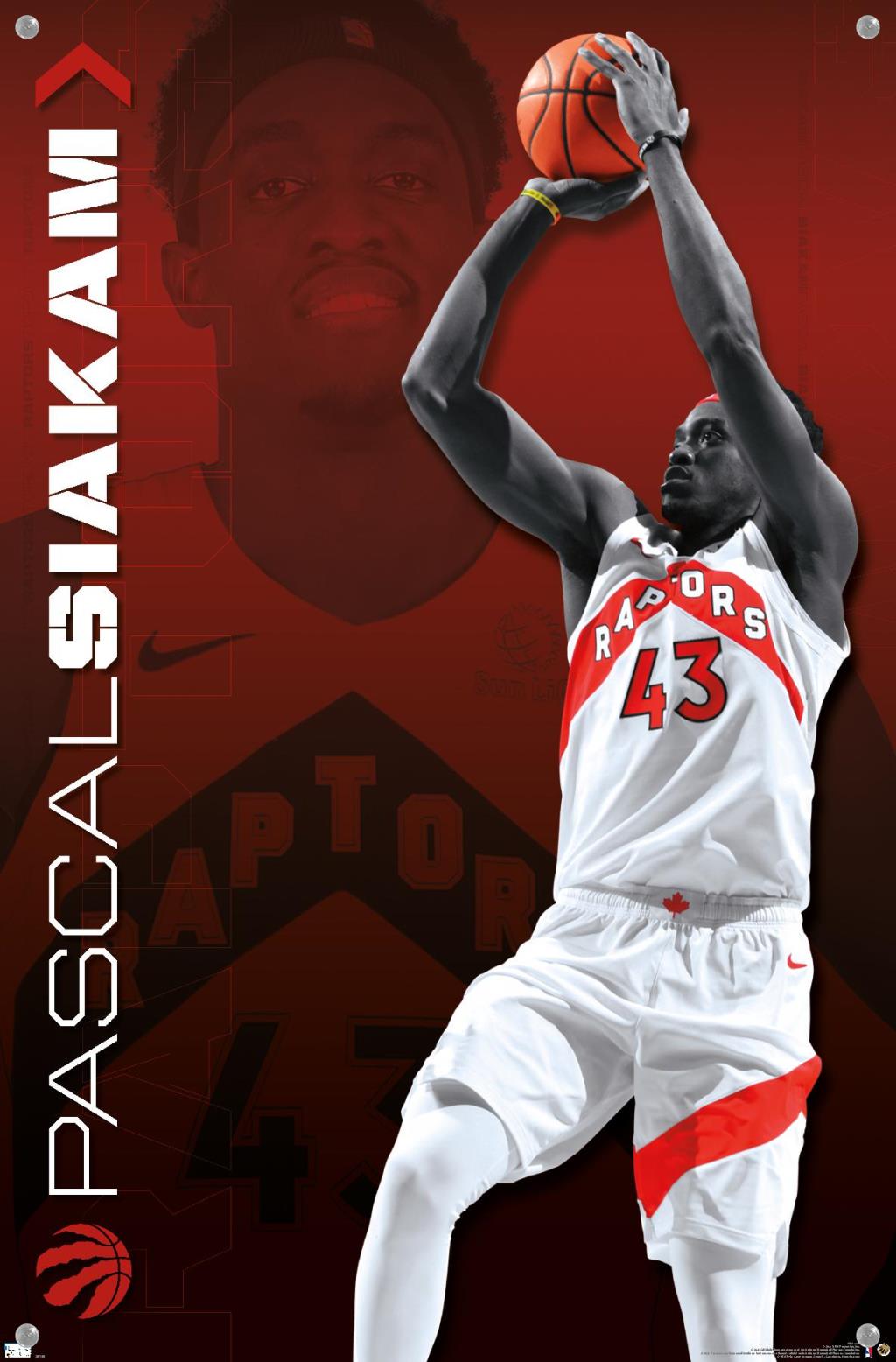 NBA Toronto Raptors - Pascal Siakam 20 Wall Poster with Pushpins, 14.725" x 22.375"