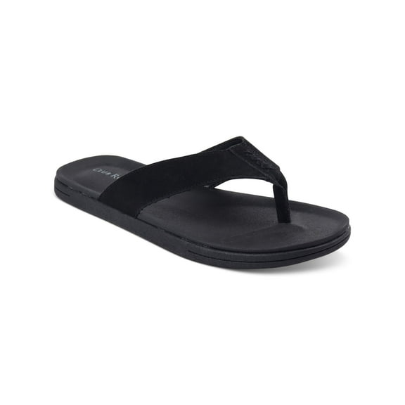 CLUBROOM Mens Black Padded Riley Round Toe Slip On Flip Flop Sandal 12 M
