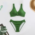 thumbnail image 5 of Women High Waisted Bikini Sets Tummy Control Swimsuits Color Block Two Piece Drawstring Bathing Suit Gibobby(XL,Dark Green), 5 of 5