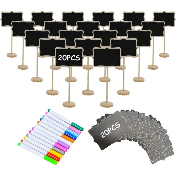 Etiquetas de comida de 20 piezas para buffet de fiesta, mini letrero de pizarra de madera con soporte de caballete para letreros de tablero de mensajes, tarjetas de lugar para bodas, fiestas de c
