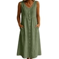 thumbnail image 3 of Horkkom Button Down Dress for Women Summer V Neck Sleeveless Maxi Dresses Casual Tank Beach Dresses with Pockets XXL, 3 of 9
