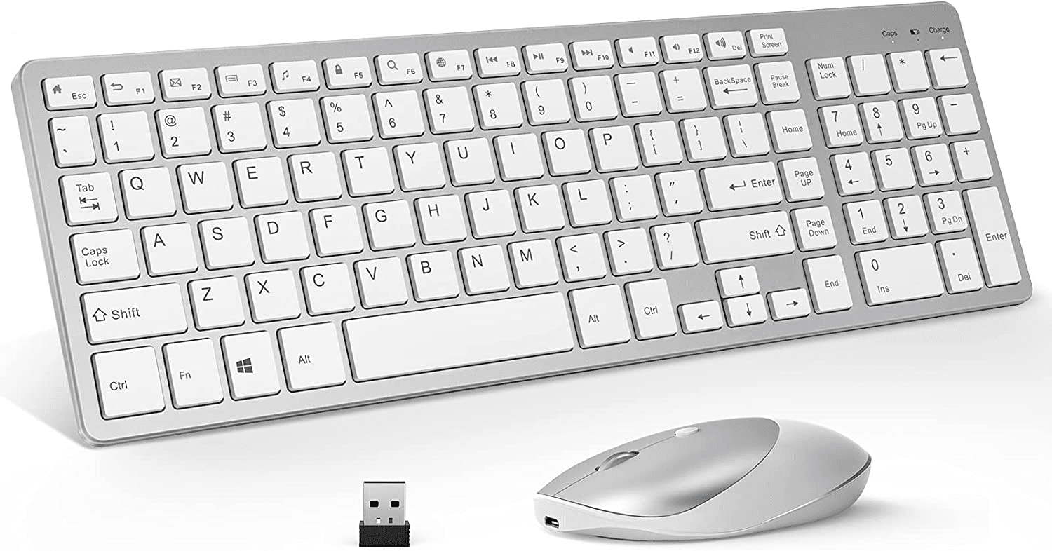 Wireless Keyboard and Mouse Combo,2.4GHz Slim Full Sized Rechargeable