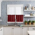 thumbnail image 6 of Kitchen Curtains and Valances Set, Black Red Buffalo Plaid Checked Rod Pocket Window Valance 18 Inch Window Curtain Panels for Living Room Bedroom Laundry, 27.5x24in, 3 Pieces, 6 of 6