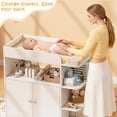 thumbnail image 3 of ICEEIF Baby Changing Table Dresser, Nursery Diaper Changing Station with Large Cabinet, 4 Open Shelves, Crystal Knobs, Changing Table Top (No Pad), 3 of 6