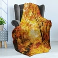 thumbnail image 4 of Country Soft Flannel Fleece Blanket, Pale Shaded Autumn in the Forest Pastoral Calm Simple Life Nature Paint Away Art, Cozy Plush for Indoor and Outdoor Use, 50" x 70", Orange Brown, by Ambesonne, 4 of 5