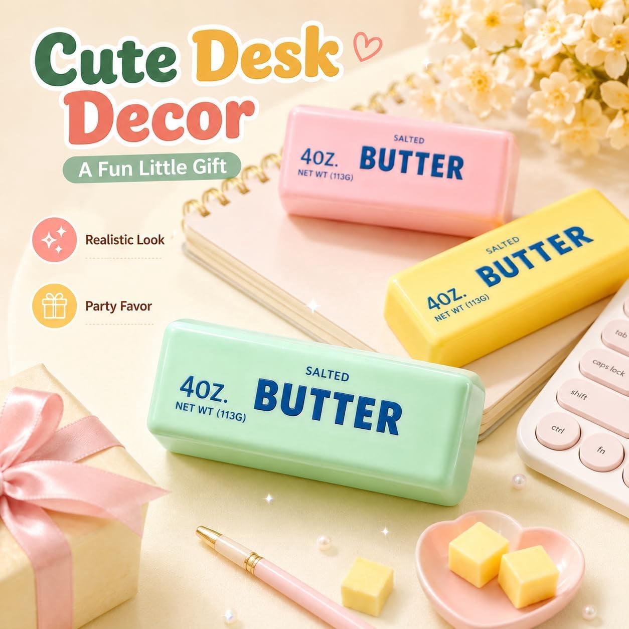 Crunchy Butter Squishy Asmr Bead Filled, Slow Rising Squeeze | Crunchy Butter Squishies Realistic Food Stress Stick Rebound Calming Desk Decor Favor Gifts for Adults(Yellow Butter)