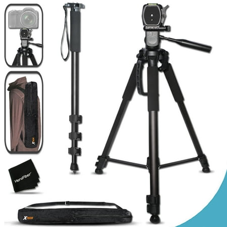 Durable Pro Grade 75 inch Tripod + 72 inch Pro Monopod W/ Convenient Backpack style Carrying Case for Nikon D7200, D7100, D750, D5300, D5200, D5100, D3300, D3200, D3100 D810A, D810, D800, D610,