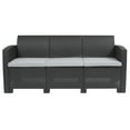 thumbnail image 5 of Merrick Lane Outdoor Furniture Resin Sofa Dark Gray Faux Rattan Wicker Pattern Patio 3-Seat Sofa With All-Weather Beige Cushions, 5 of 14