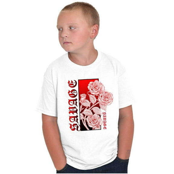 Cool Urban Streetwear Savage Roses Crewneck T Shirts Boy Girl Teen Brisco Brands S