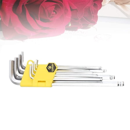WRISTBIQUE 9Pcs Ball-end Hexagonal Wrench Tool Set High-carbon Steel Multi for Furniture Assembly