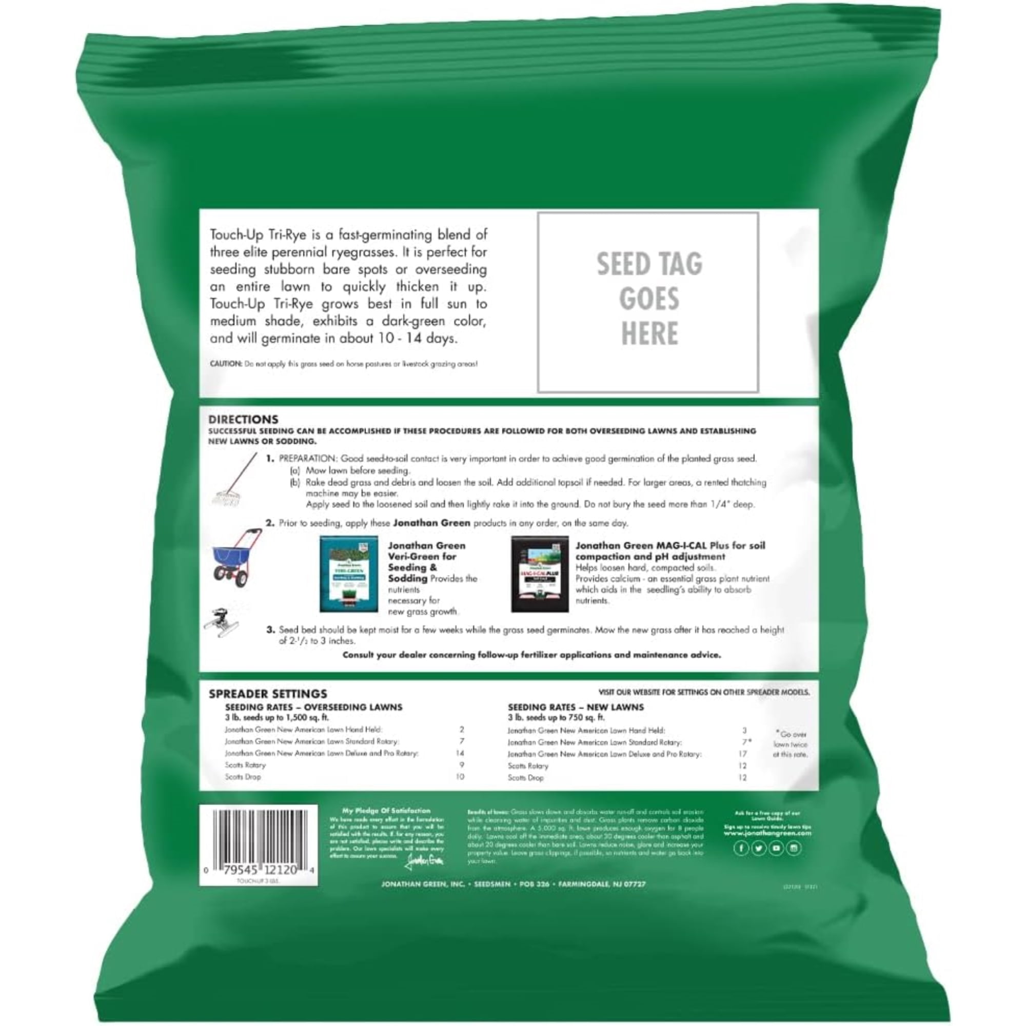 Jonathan Green Touch-Up Perennial Ryegrass Sun or Shade Grass Seed 3 lb