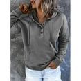 thumbnail image 2 of Baqcunre Hoodies For Women Autumn Women'S Long Sleeved Loose Casual Hooded Drawstring Pocket Hoodie Fall Clothes Womens Sweaters Grey XXL, 2 of 6
