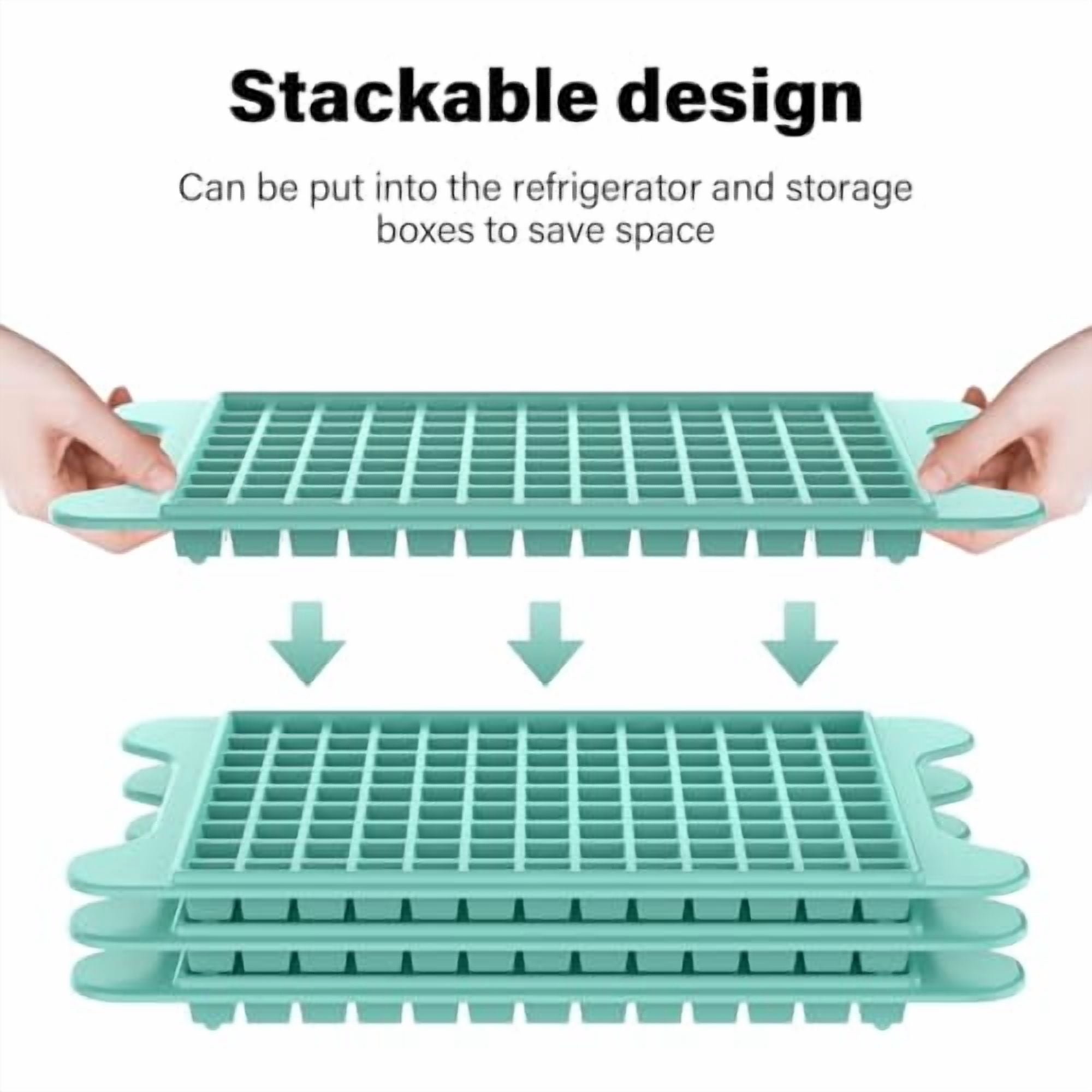 Mini Cube Ice Tray for Freezer with Storage Bin - Homemaker Small Silicone Ice Molds Set, 117 Pcs Easy Release Crushed Ice Maker Tray for Cold Drinks, Portable Mini Ice Container