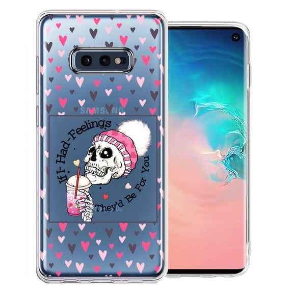 MUNDAZE Samsung Galaxy S10e Pink Dead Valentine Skull Frap Hearts If I had Feelings They'd Be For You Love Double Layer Phone Case Cover