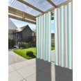thumbnail image 3 of Outdoor Curtains for Patio, Aqua Stripe Waterproof Blackout Outside Curtain for Porch/Pergola/Gazebo, Geometric Grey White Vertical Striped Thermal Insulated Drapes for Cabana, 1 Panel, 54 x 84 Inch, 3 of 8