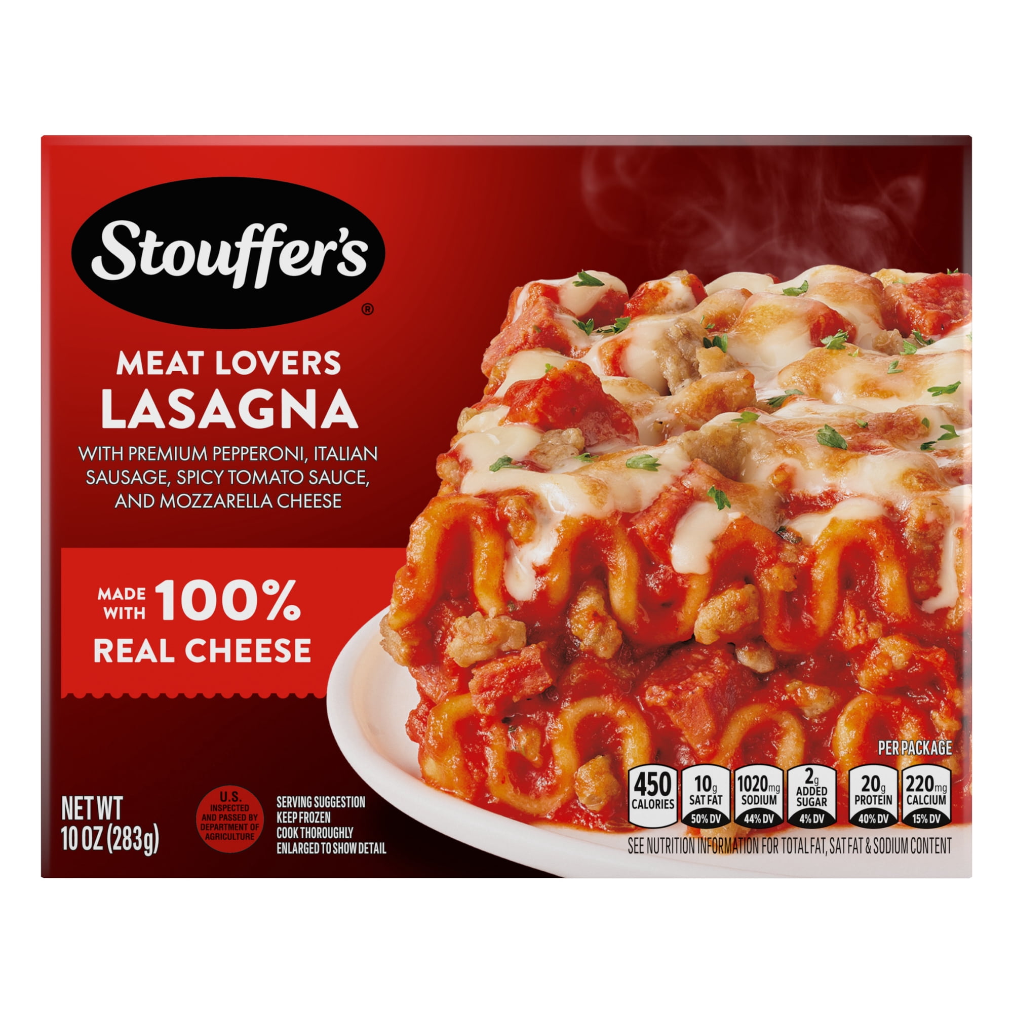 Stouffer’s Meat Lovers Lasagna, Single Serve, Oven Ready Lasagna, Easy Frozen Dinners 10 oz