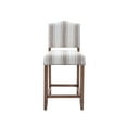 thumbnail image 6 of Guyou 26" Farmhouse Wooden Bar Stool Set of 2, Mid Century Linen Upholstered Counter Height Kitchen Island Chair with Nailhead Trim and Back for Restaurant Bar Bistro, Brown Stripe, 6 of 13