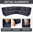 thumbnail image 6 of Eurhowing 5 Seat Recliner Sofa Cover, Stretchable L-Shaped Sectional Couch Slipcovers, Jacquard Corner Reclining Sofa Covers Furniture Protector for Pets Kids, Dark Grey, 6 of 9