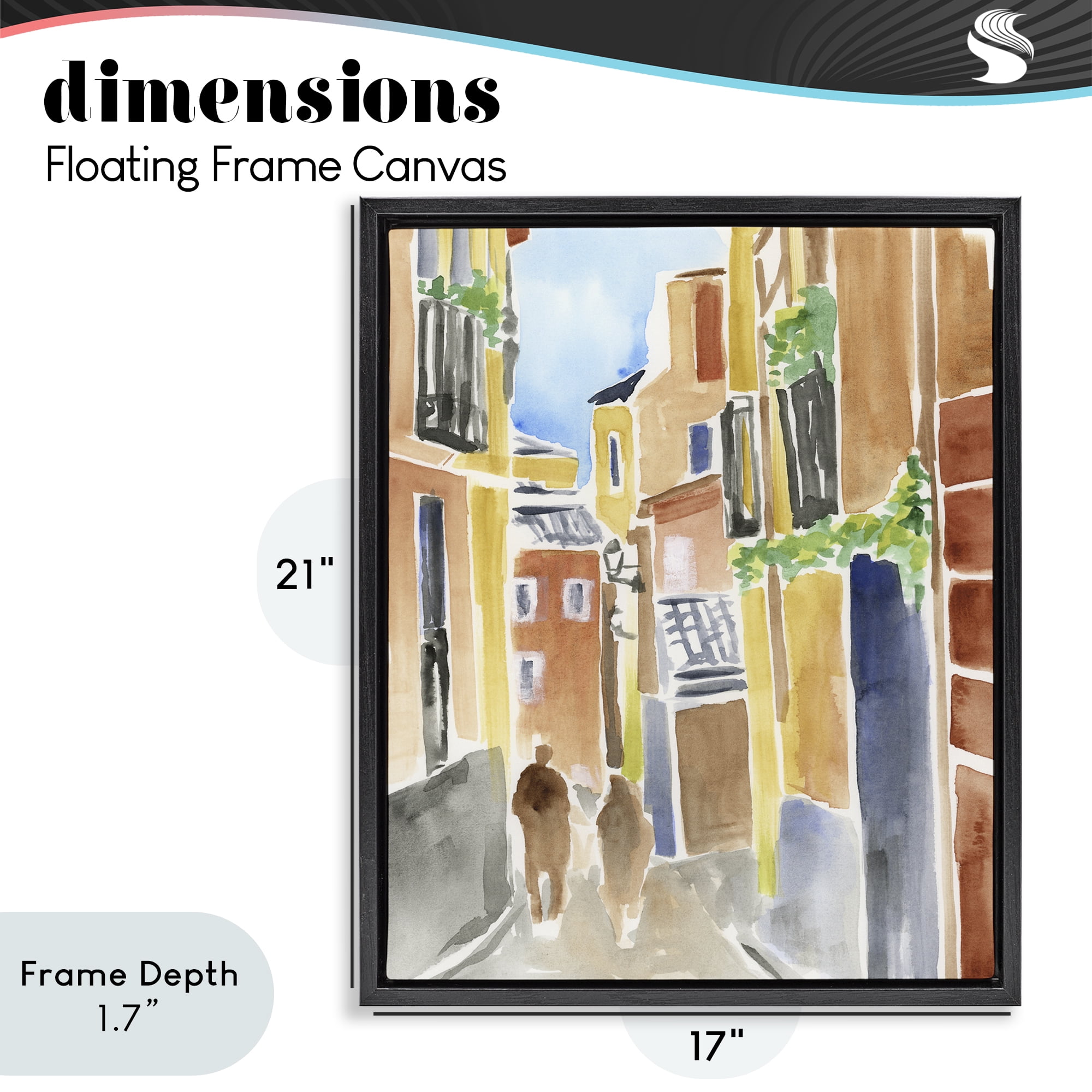 Stupell Industries Calles de Madrid Architecture Black Framed Floater Canvas Wall Art, design by June Erica Vess