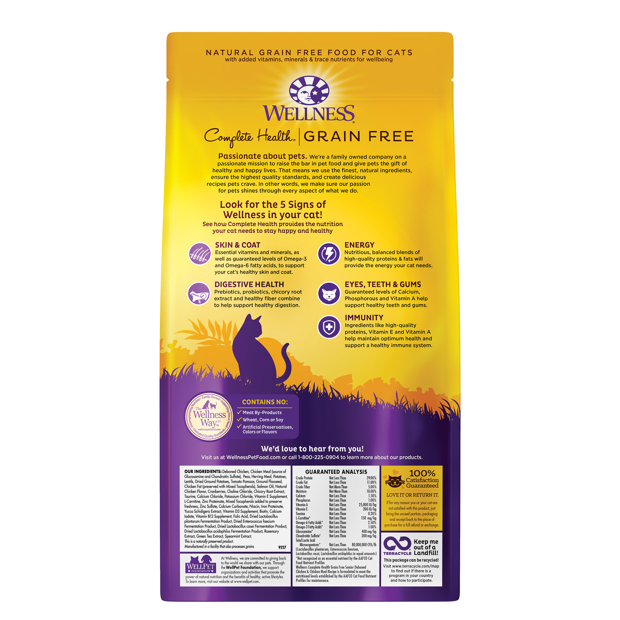 Wellness Complete Health Grain Free Senior Dry Cat Food, 5 Pound Bag ...