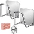 thumbnail image 1 of Organisateur d'Éponge d'Évier, Support d'Éponge Adhésif Durable et Plus Résistant pour Évier de Cuisine, Séchage Rapide, Design Imperméable Antirouille, 2 Pcs, 1 of 7