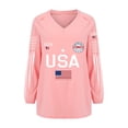 thumbnail image 3 of Helii Women's Independence Day 250th Anniversary Printed V Neck Long Sleeve T Shirt Vintage 1776-2026 USA Flag T Shirts 4th of July Summer Patriotic Tops Light Pink XXL, 3 of 3