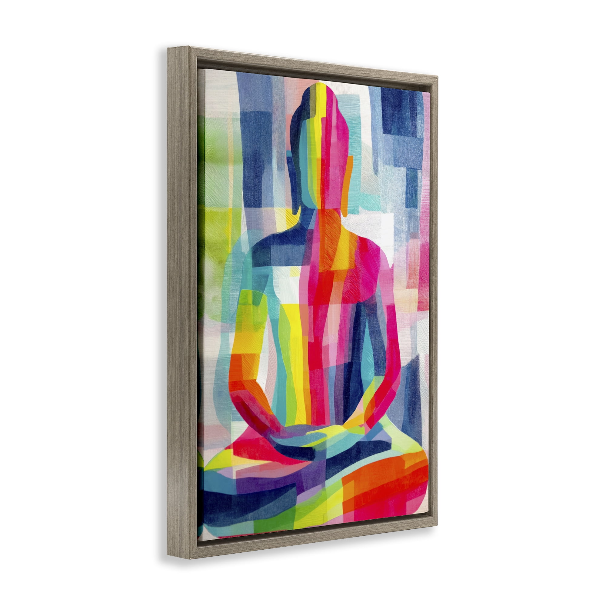 Geometric Buddha In Spectrum Brown Floating Frame Canvas Art, 21 x 31, By Chromatic Storm Studio