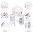thumbnail image 2 of Set de tocador para niños con espejo y cajón, mesa y silla de maquillaje con juego de madera, perfecto para niñas de 3 a 9 años, color blanco, 2 of 4